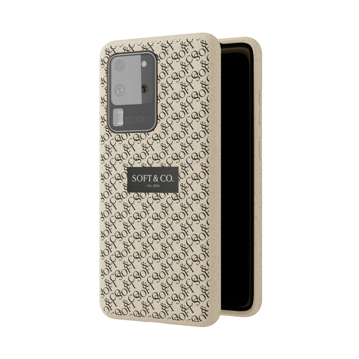 Biodegradable Phone Case — Eco-Friendly 'SOFT & CO.' Monogram Protective Cover