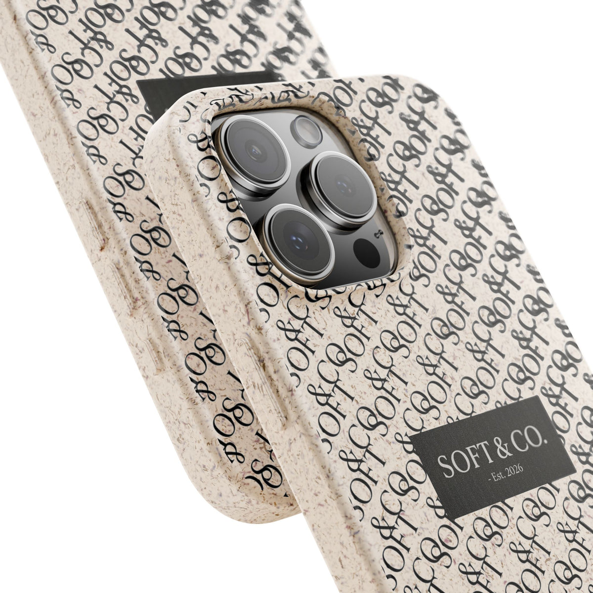 Biodegradable Phone Case — Eco-Friendly 'SOFT & CO.' Monogram Protective Cover