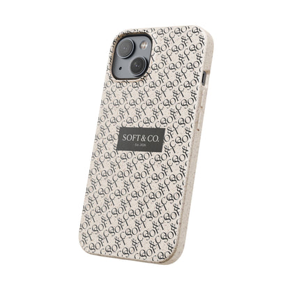 Biodegradable Phone Case — Eco-Friendly 'SOFT & CO.' Monogram Protective Cover