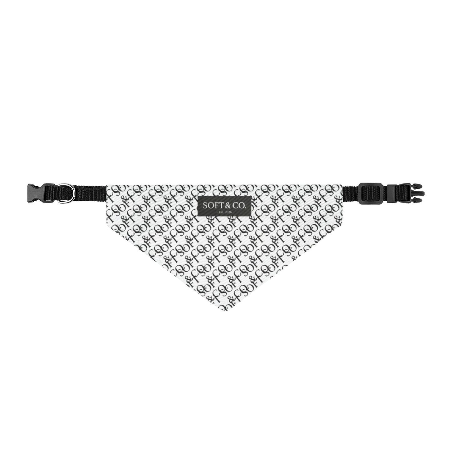Soft & Co - Clip-On Pet Bandana — Neutral Monogram Pattern Dog & Cat Collar Bandana