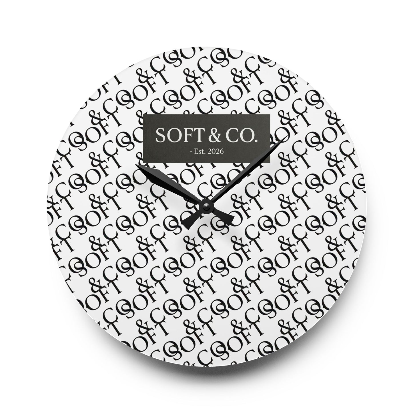 SOFT & CO. Pattern Acrylic Wall Clock — Modern Monogram Home Decor