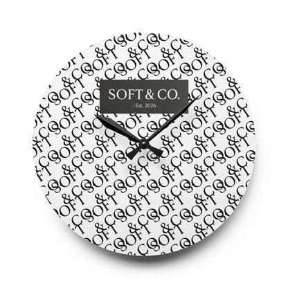 SOFT & CO. Pattern Acrylic Wall Clock — Modern Monogram Home Decor