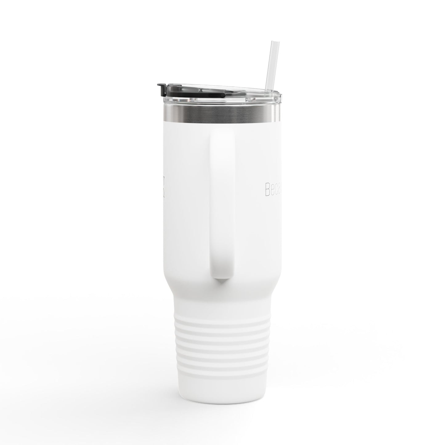 'Because I Can.' 40oz Insulated Travel Mug — Soft & Co. Stainless Tumbler with Straw