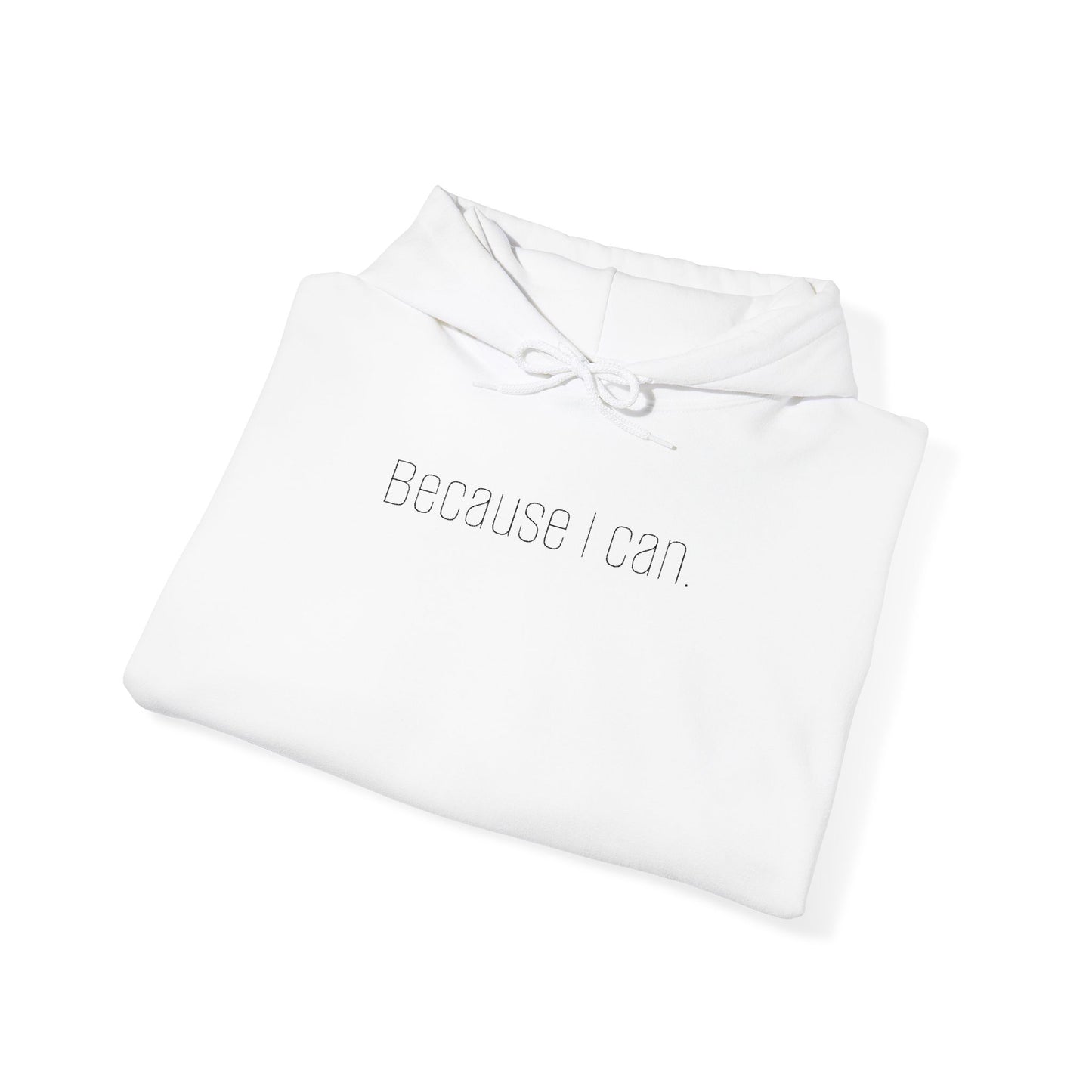 'Because I Can' Light Embroidered Minimalist Hoodie — Subtle Text Chest & Sleeve
