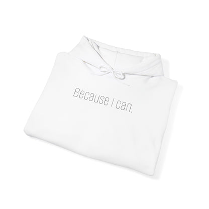 'Because I Can' Light Embroidered Minimalist Hoodie — Subtle Text Chest & Sleeve