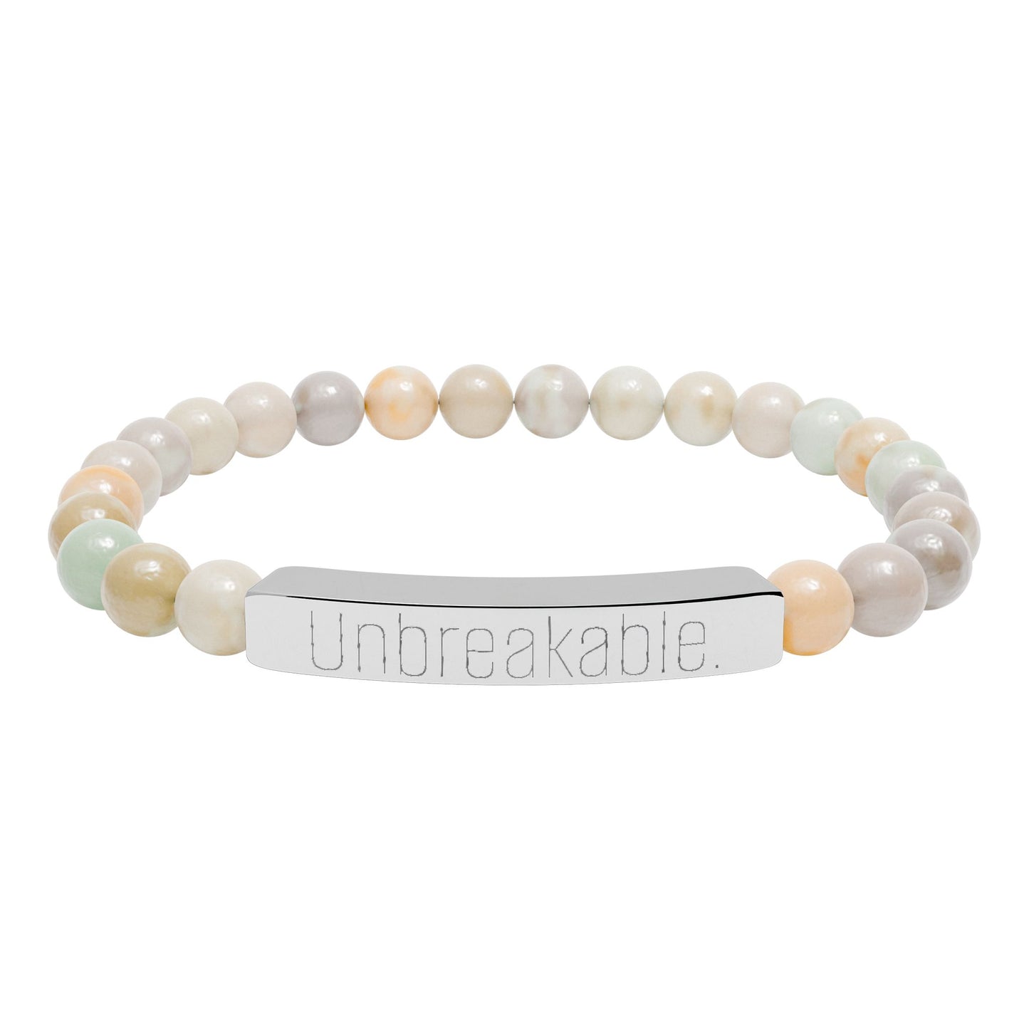 "Unbreakable" Natural Stone Bar Bracelet — Stretch Beaded Healing Jewelry