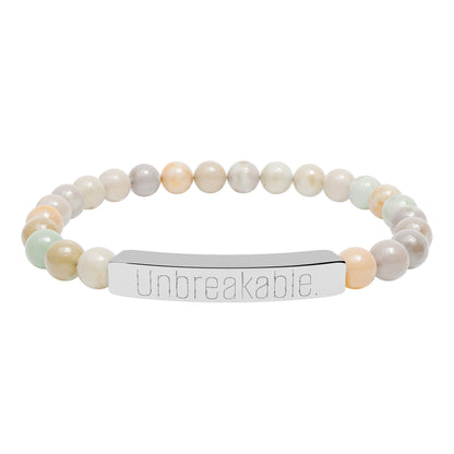 "Unbreakable" Natural Stone Bar Bracelet — Stretch Beaded Healing Jewelry