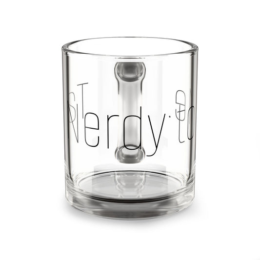 'Talk Nerdy to Me.' 10oz Glass Mug – Minimalist Skinny Script Coffee Cup