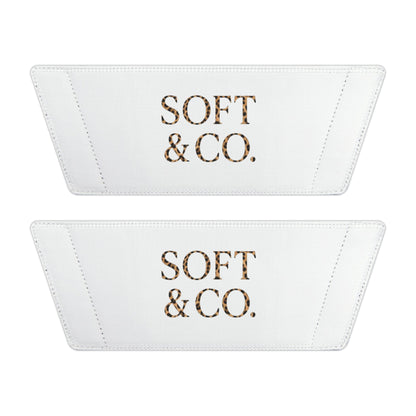 Cheetah Logo - Women's Slide Sandals — White 'SOFT & CO.' Removable-Strap Pool Slides