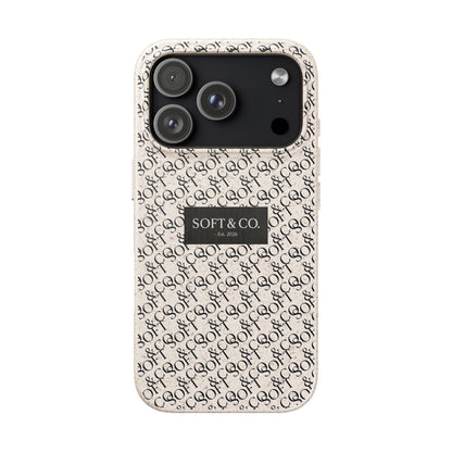 Biodegradable Phone Case — Eco-Friendly 'SOFT & CO.' Monogram Protective Cover