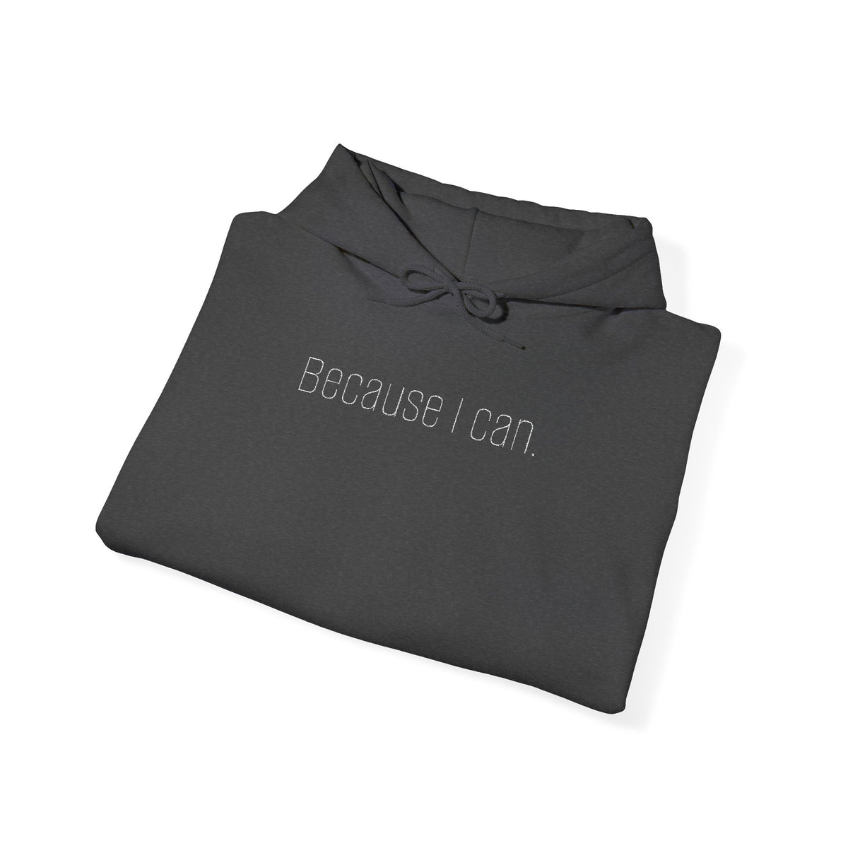 'Because I Can' Dark Embroidered Minimalist Hoodie