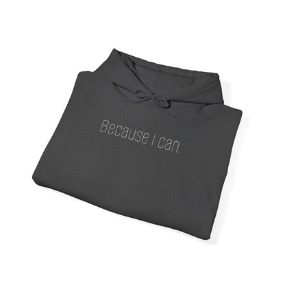 'Because I Can' Dark Embroidered Minimalist Hoodie