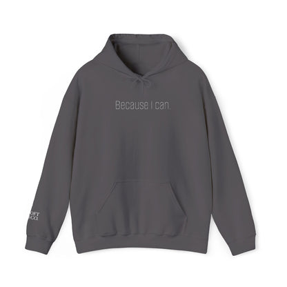'Because I Can' Dark Embroidered Minimalist Hoodie