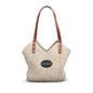 Soft & Co. - Woven Straw Shoulder Bag – Boho Beach Tote with Leather Straps