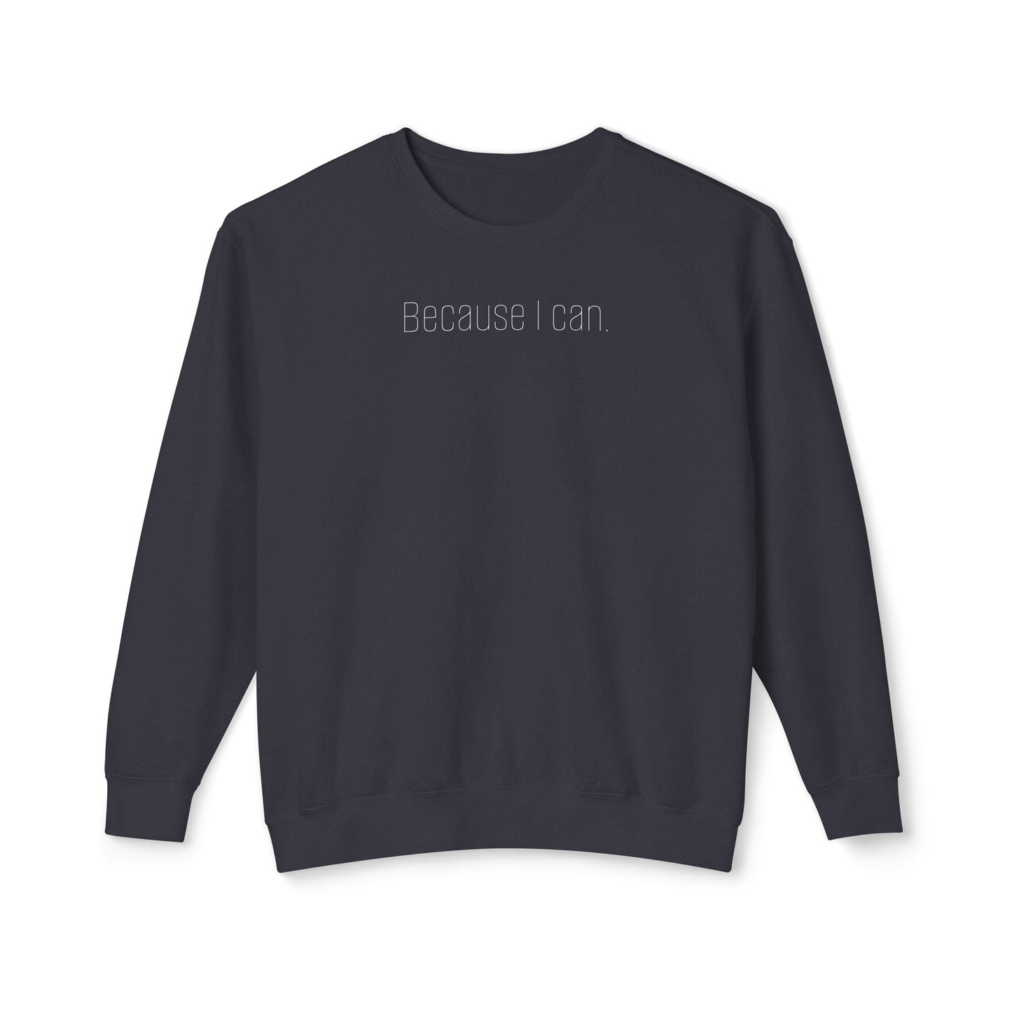 'Because I can.' Minimalist Crewneck Sweatshirt — Lightweight Casual Pullover