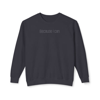'Because I can.' Minimalist Crewneck Sweatshirt — Lightweight Casual Pullover
