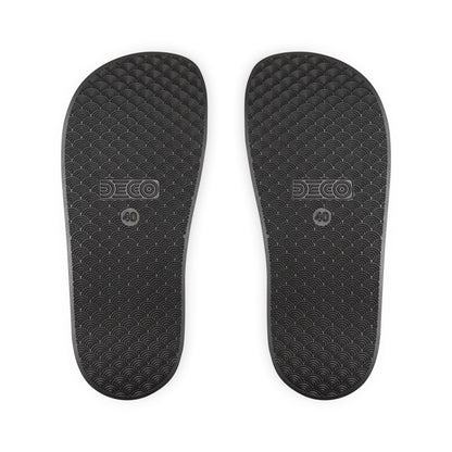 Cheetah Logo - Women's Slide Sandals — White 'SOFT & CO.' Removable-Strap Pool Slides