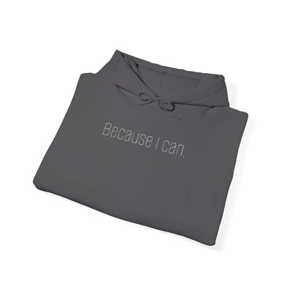 'Because I Can' Dark Embroidered Minimalist Hoodie