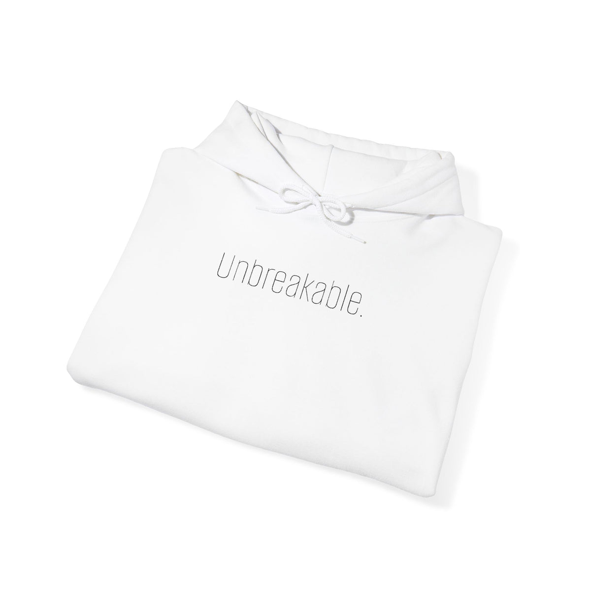 'Unbreakable.' Light Embroidered Minimalist Hoodie — Subtle Text Chest & Sleeve