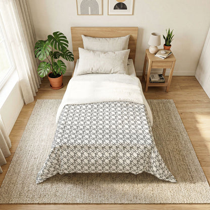 Grey Floral Cotton Comforter — Lightweight Patterned Bedspread