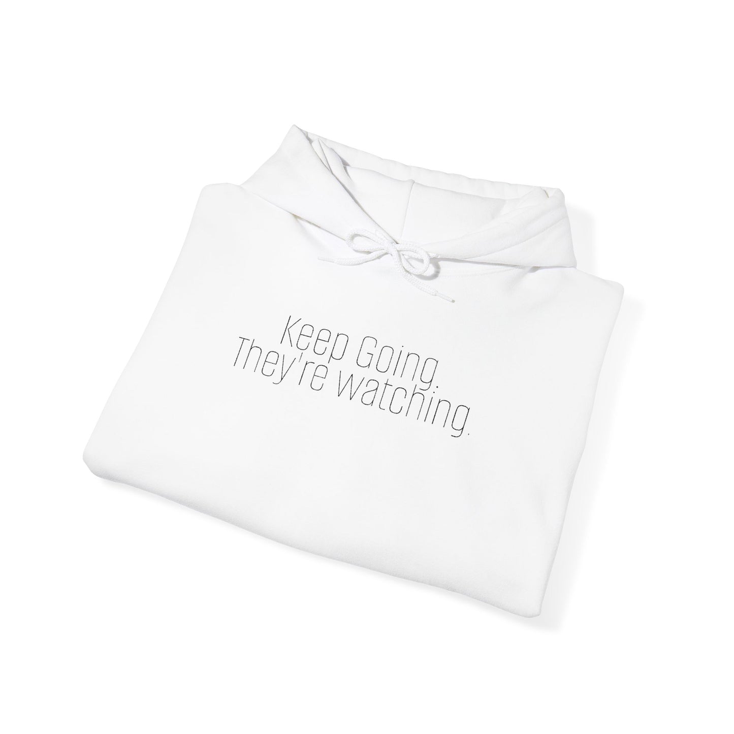 'Keep Going.' Light Embroidered Minimalist Hoodie — Subtle Text Chest & Sleeve
