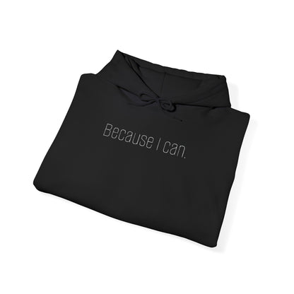 'Because I Can' Dark Embroidered Minimalist Hoodie