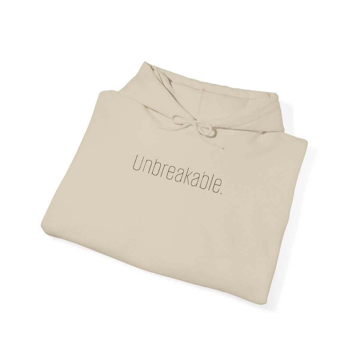 'Unbreakable.' Light Embroidered Minimalist Hoodie — Subtle Text Chest & Sleeve
