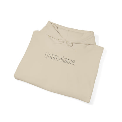 'Unbreakable.' Light Embroidered Minimalist Hoodie — Subtle Text Chest & Sleeve