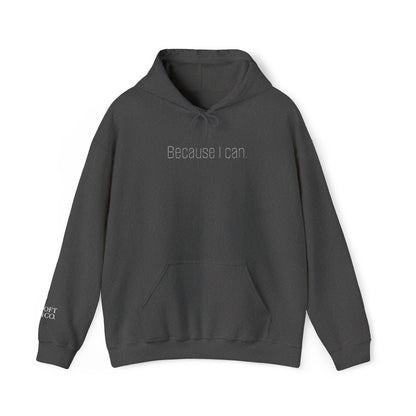 'Because I Can' Dark Embroidered Minimalist Hoodie