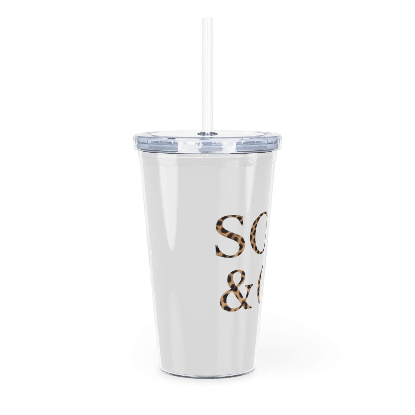 Cheetah Logo - 'SOFT & CO.' Plastic Tumbler with Straw
