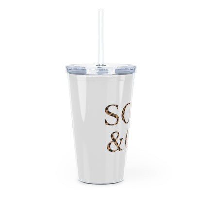 Cheetah Logo - 'SOFT & CO.' Plastic Tumbler with Straw