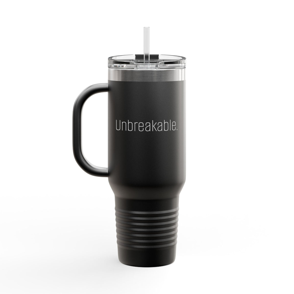 'Unbreakable.' 40oz Insulated Travel Mug — Soft & Co. Stainless Tumbler with Straw