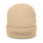 'Unbreakable' Embroidered Ribbed Knit Beanie