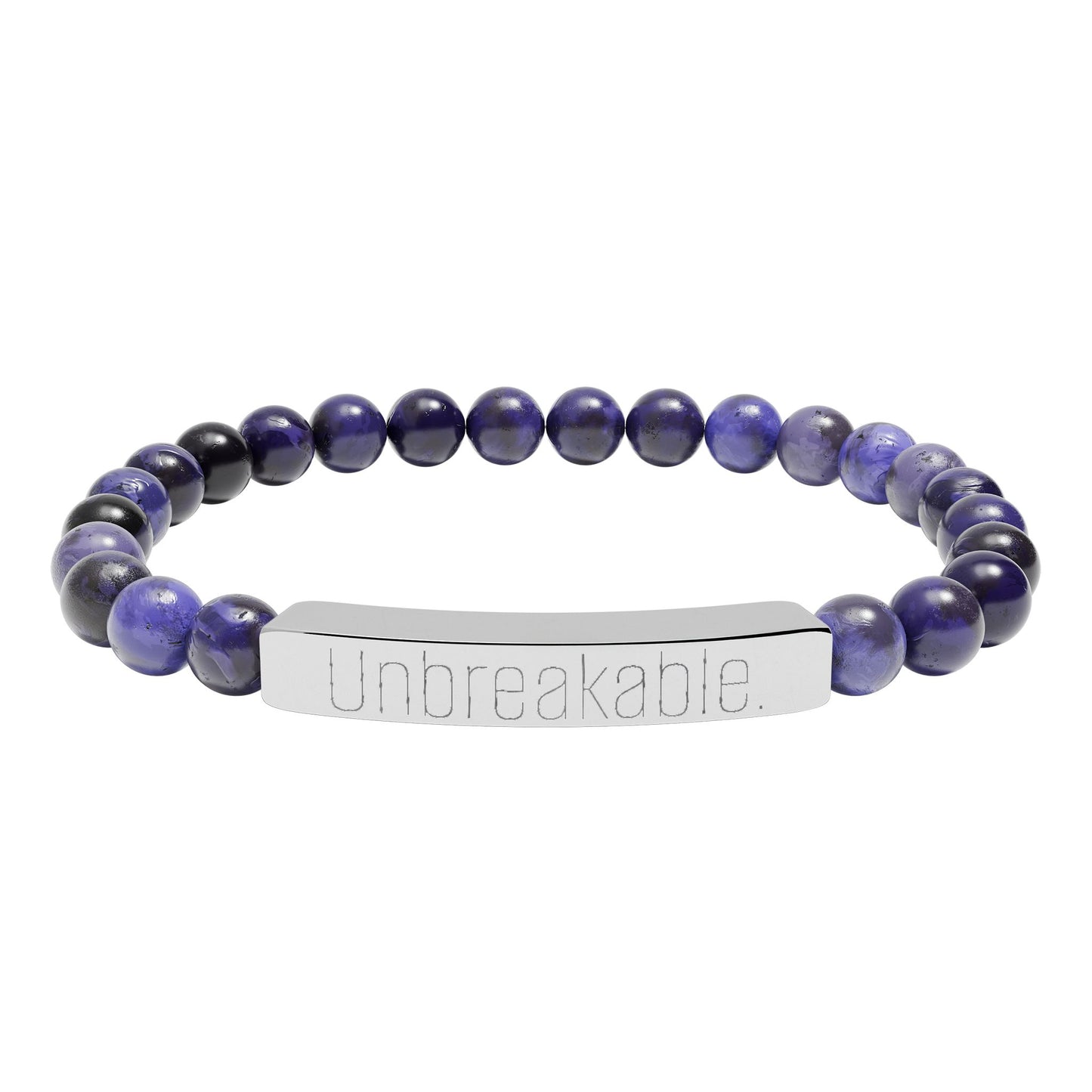 "Unbreakable" Natural Stone Bar Bracelet — Stretch Beaded Healing Jewelry