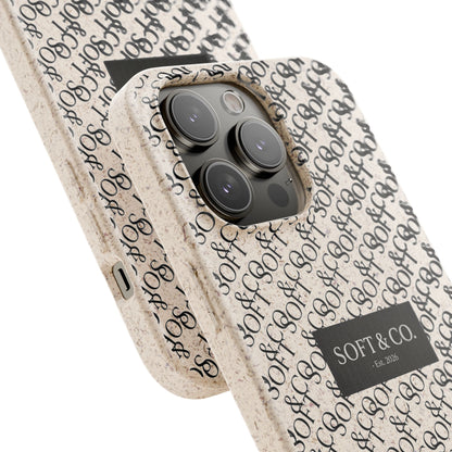 Biodegradable Phone Case — Eco-Friendly 'SOFT & CO.' Monogram Protective Cover