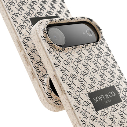 Biodegradable Phone Case — Eco-Friendly 'SOFT & CO.' Monogram Protective Cover
