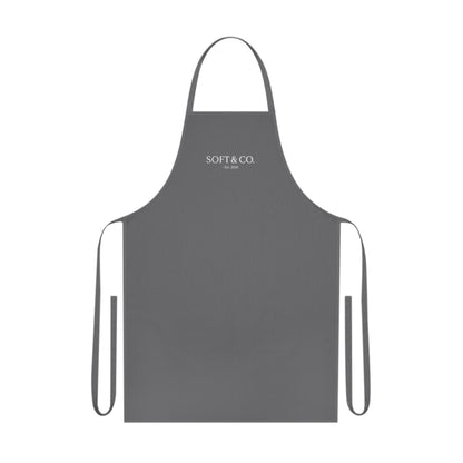 Gray Cotton Apron – "SOFT & CO." Logo Kitchen Apron for Home Chefs & Bakers