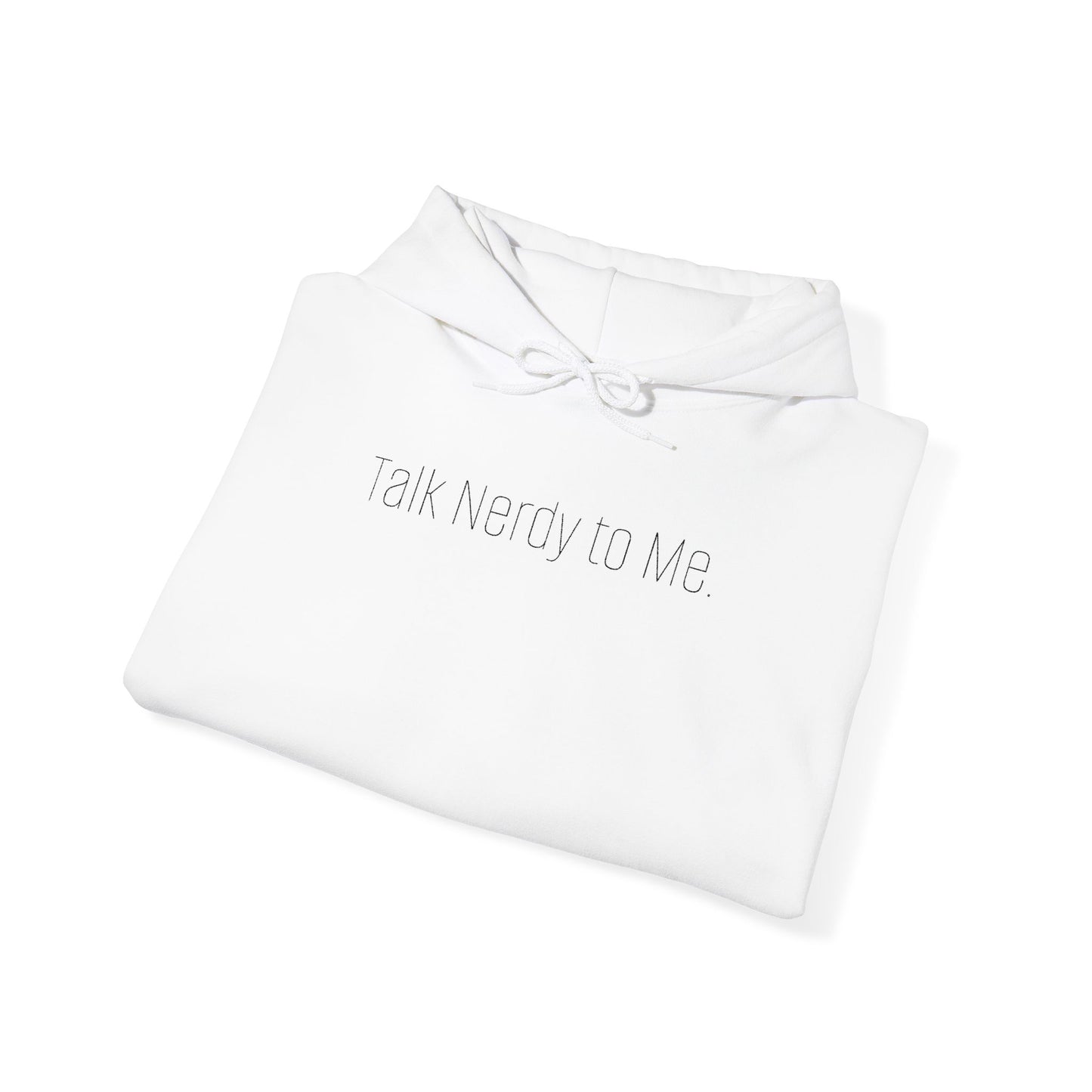 'Talk Nerdy to Me.' Light Embroidered Minimalist Hoodie — Subtle Text Chest & Sleeve