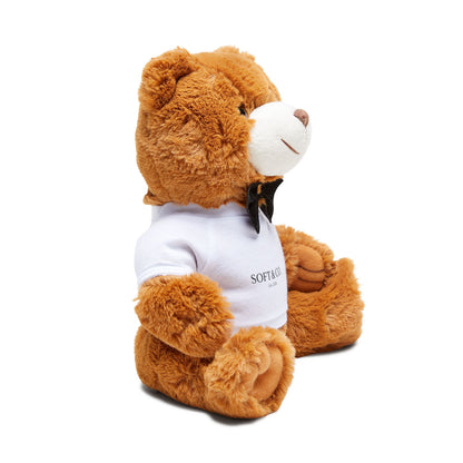 Soft & Co. Plush Teddy Bear with T-Shirt – Cute Bow Tie Gift Plush for Kids & Couples