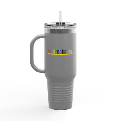 Pride 'Unbreakable.' 40oz Insulated Travel Mug — Soft & Co. Stainless Tumbler with Straw