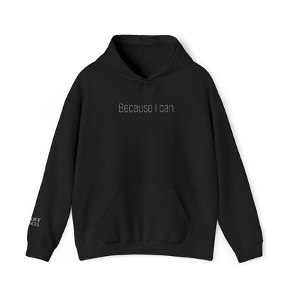 'Because I Can' Dark Embroidered Minimalist Hoodie