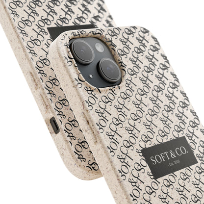 Biodegradable Phone Case — Eco-Friendly 'SOFT & CO.' Monogram Protective Cover