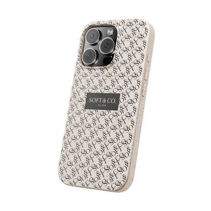 Biodegradable Phone Case — Eco-Friendly 'SOFT & CO.' Monogram Protective Cover