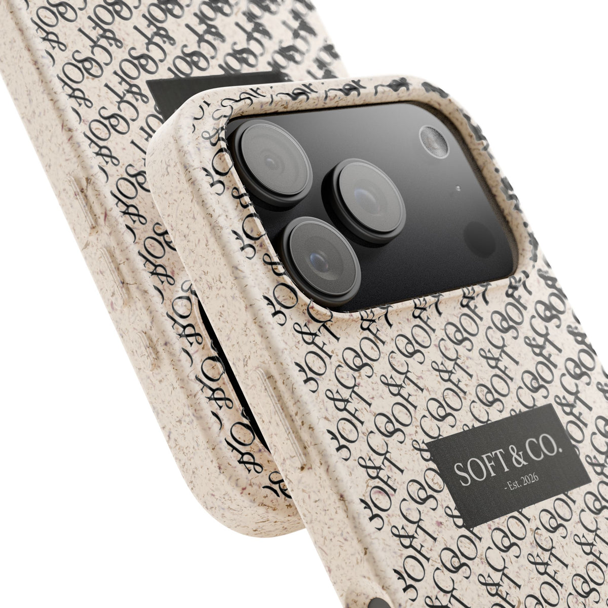 Biodegradable Phone Case — Eco-Friendly 'SOFT & CO.' Monogram Protective Cover