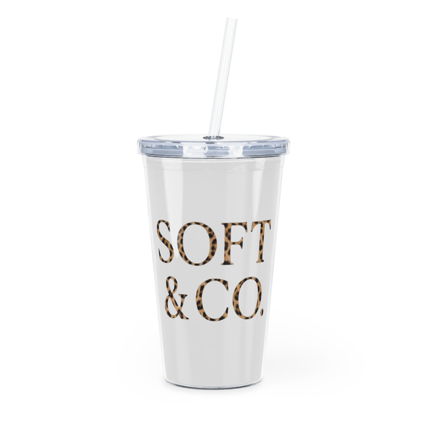 Cheetah Logo - 'SOFT & CO.' Plastic Tumbler with Straw