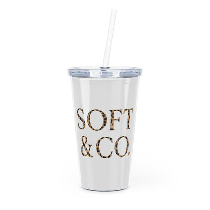 Cheetah Logo - 'SOFT & CO.' Plastic Tumbler with Straw