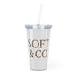 Cheetah Logo - 'SOFT & CO.' Plastic Tumbler with Straw