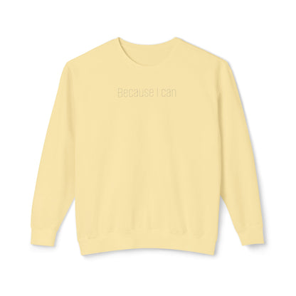'Because I can.' Minimalist Crewneck Sweatshirt — Lightweight Casual Pullover