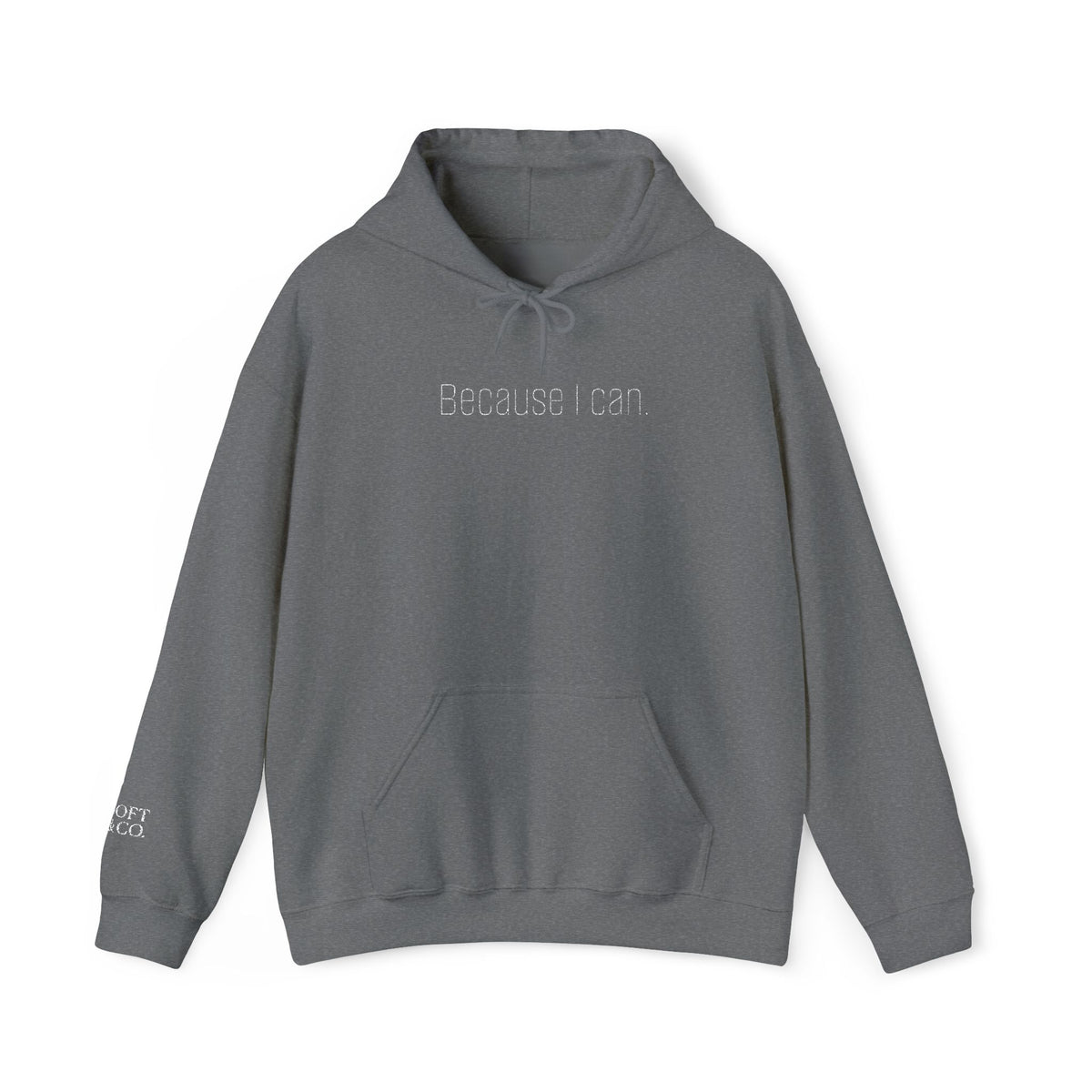 'Because I Can' Dark Embroidered Minimalist Hoodie