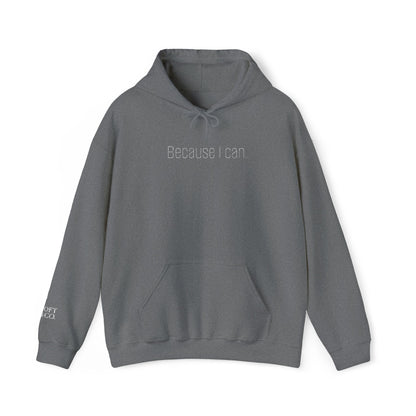 'Because I Can' Dark Embroidered Minimalist Hoodie